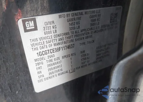 2015 Chevrolet Colorado Z71 z USA, uszkodzony, nr VIN 1GCGTCE38F1174637